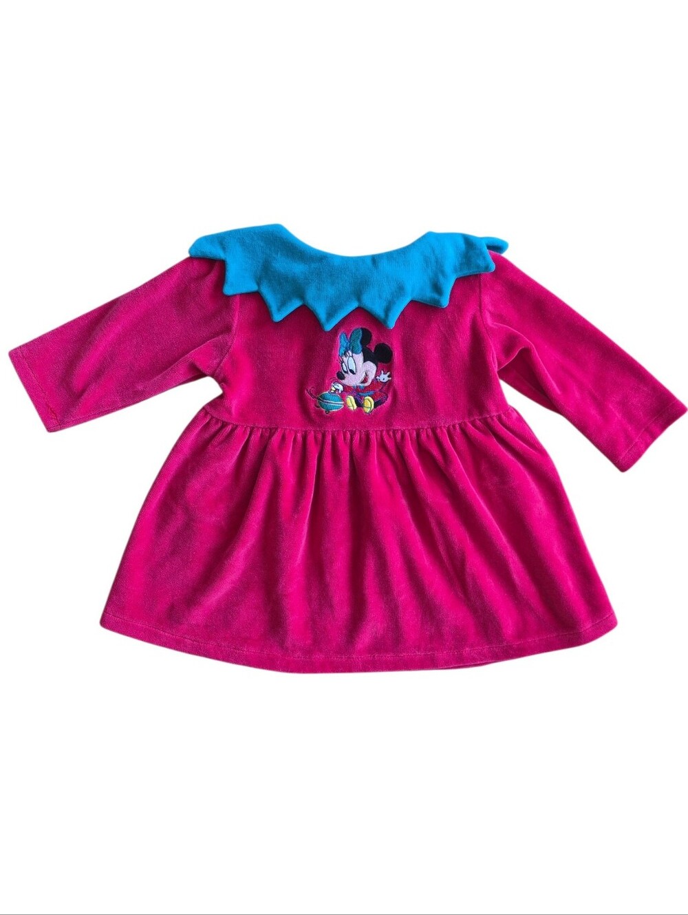 Disney Minnie Mouse Velour Dress 12M Red Velvet Jester Collar